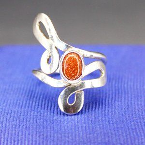925 Sterling Silver Goldstone Artisan Ring